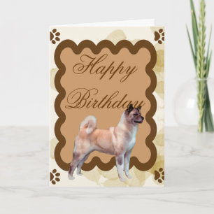 Akita ~ Tan Blätter Motiff Karte