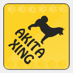 Akita-Überfahrt [Xing] Quadratischer Aufkleber