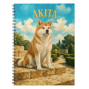 Akita, Vintage Wasserfarben-Hundekunst Notizblock