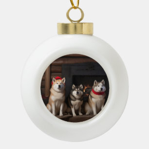 Akita von der Feuerstelle Weihnachten Keramik Kugel-Ornament
