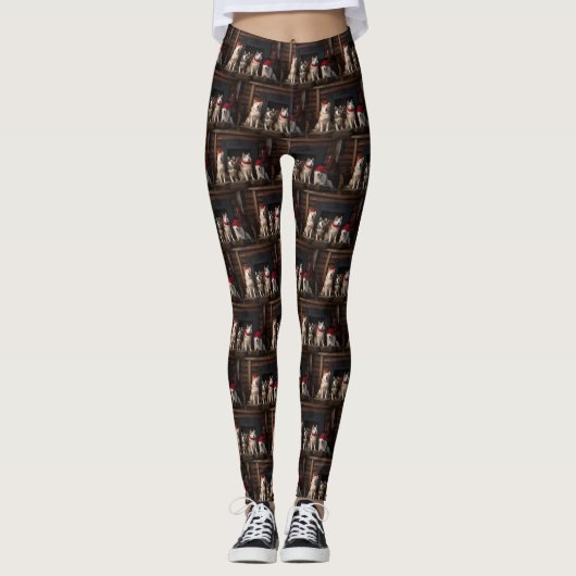 Akita von der Feuerstelle Weihnachten Leggings (Vorderseite)
