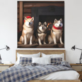 Akita von der Feuerstelle Weihnachten Leinwanddruck (Insitu (Schlafzimmer))