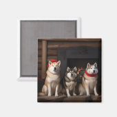 Akita von der Feuerstelle Weihnachten Magnet (Vorderseite/Rückseite)