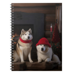 Akita von der Feuerstelle Weihnachten Notizblock