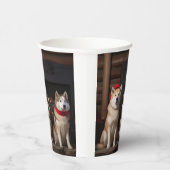 Akita von der Feuerstelle Weihnachten Pappbecher (Rechts)