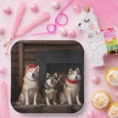 Akita von der Feuerstelle Weihnachten Pappteller (Party)