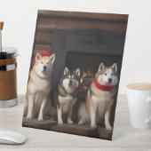 Akita von der Feuerstelle Weihnachten Sockelschild (In Situ)