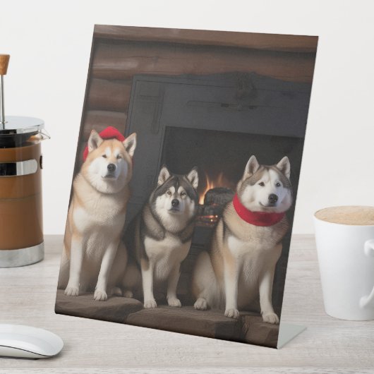 Akita von der Feuerstelle Weihnachten Sockelschild (In Situ)