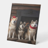 Akita von der Feuerstelle Weihnachten Sockelschild (Vorderseite)