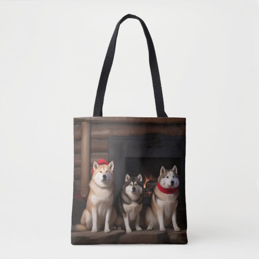 Akita von der Feuerstelle Weihnachten Tasche (Vorderseite)