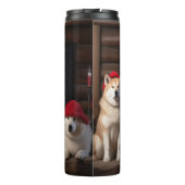 Akita von der Feuerstelle Weihnachten Thermosbecher (Rückseite)