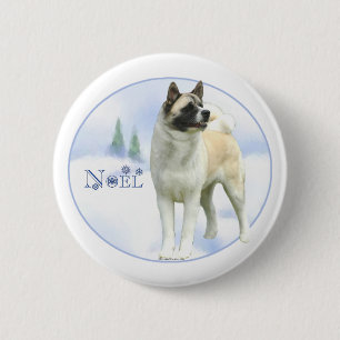 Akita Weihnachten Button