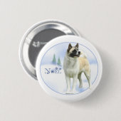 Akita Weihnachten - Schaltfläche Button (Vorne & Hinten)
