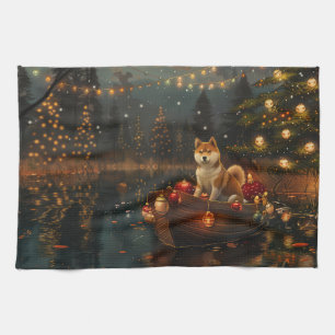 Akita Weihnachtliche Reise Geschirrtuch