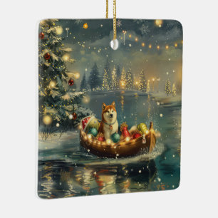 Akita Weihnachtliche Reise Keramikornament