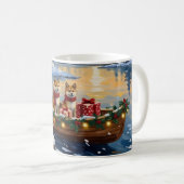 Akita Weihnachtsboot-Feiertag Kaffeetasse (VorderseiteRechts)