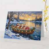 Akita Weihnachtsboot-Feiertag Karte (Gelbe Blume)