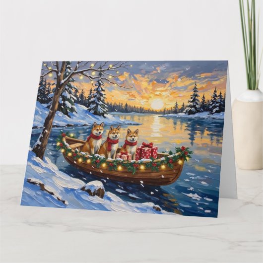 Akita Weihnachtsboot-Feiertag Karte (Vorderseite)