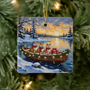 Akita Weihnachtsboot-Feiertag Keramikornament