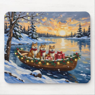 Akita Weihnachtsboot-Feiertag Mousepad