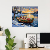 Akita Weihnachtsboot-Feiertag Poster (Heimbüro)