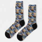 Akita Weihnachtsboot-Feiertag Socken (Linkes Detail)