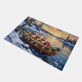 Akita Weihnachtsboot Urlaub Fußmatte (Schrägansicht)