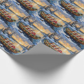 Akita Weihnachtsboot Urlaub Geschenkpapier (Ecke)