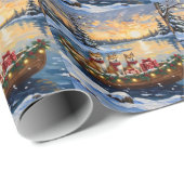 Akita Weihnachtsboot Urlaub Geschenkpapier (Rolleneckpunkt)