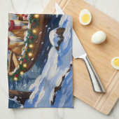 Akita Weihnachtsboot Urlaub Geschirrtuch (Viertel Falte)