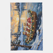 Akita Weihnachtsboot Urlaub Geschirrtuch (Vertikal)