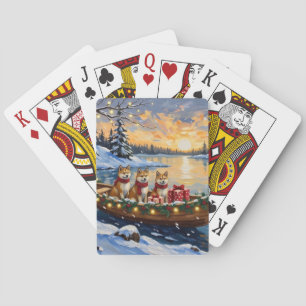 Akita Weihnachtsboot Urlaub Spielkarten