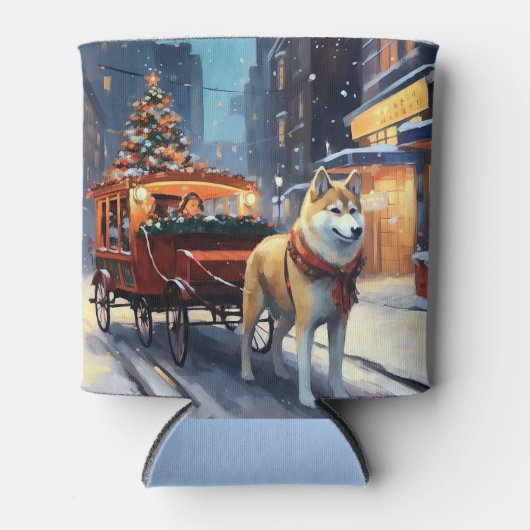 Akita Weihnachtsfeiertage Dosenkühler (Vorderseite)