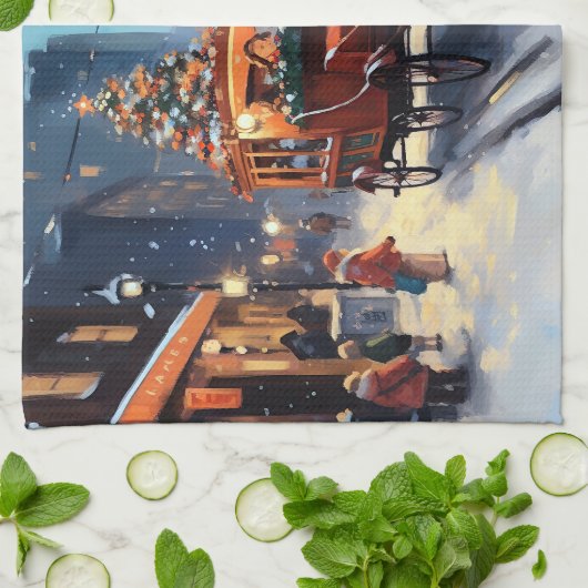 Akita Weihnachtsfeiertage Geschirrtuch (Gefaltet)