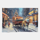 Akita Weihnachtsfeiertage Geschirrtuch (Horizontal)