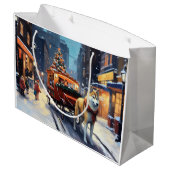 Akita Weihnachtsfeiertage Große Geschenktüte (Rückseite Schrägansicht)