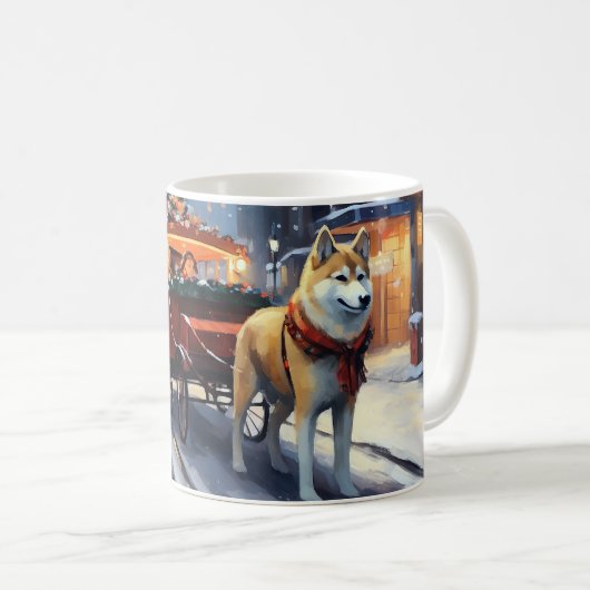 Akita Weihnachtsfeiertage Kaffeetasse (VorderseiteRechts)