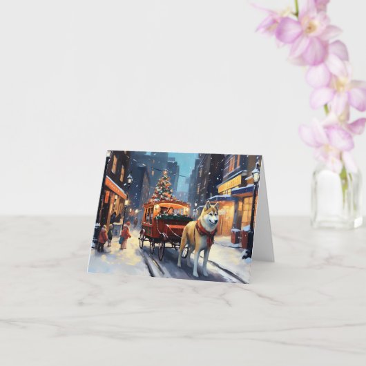 Akita Weihnachtsfeiertage Karte (Orchidee)