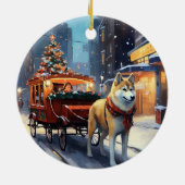 Akita Weihnachtsfeiertage Keramik Ornament (Hinten)