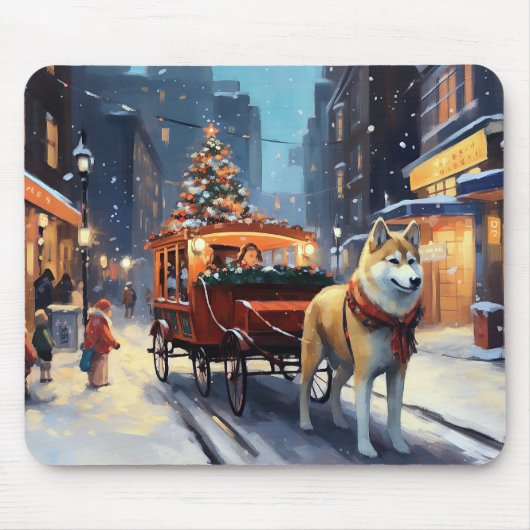 Akita Weihnachtsfeiertage Mousepad (Vorne)