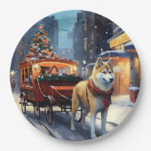 Akita Weihnachtsfeiertage Pappteller (Vorderseite)