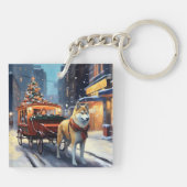 Akita Weihnachtsfeiertage Schlüsselanhänger (Rückseite)
