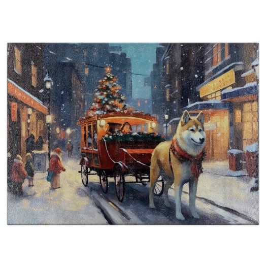 Akita Weihnachtsfeiertage Schneidebrett (Vorderseite)