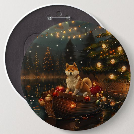 Akita Weihnachtsfest Reise Button (Vorne & Hinten)