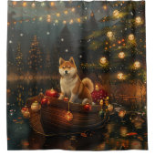 Akita Weihnachtsfest Reise Duschvorhang (Vorderseite)