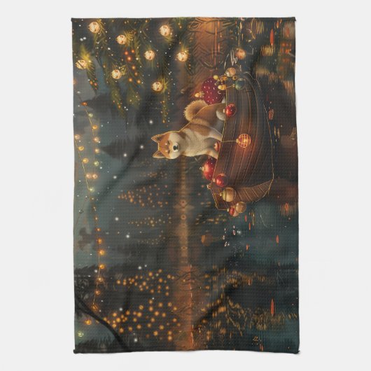 Akita Weihnachtsfest Reise Geschirrtuch (Vertikal)