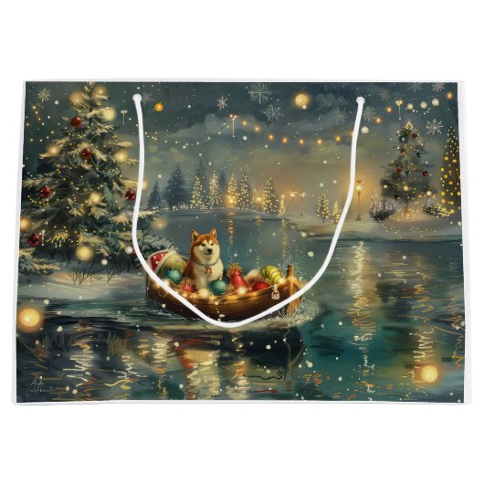 Akita Weihnachtsfest Reise Große Geschenktüte (Vorderseite)