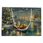 Akita Weihnachtsfest Reise Große Geschenktüte (Rückseite)