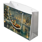 Akita Weihnachtsfest Reise Große Geschenktüte (Rückseite Schrägansicht)