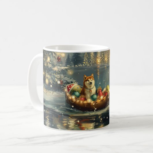 Akita Weihnachtsfest Reise Kaffeetasse (Vorderseite Links)